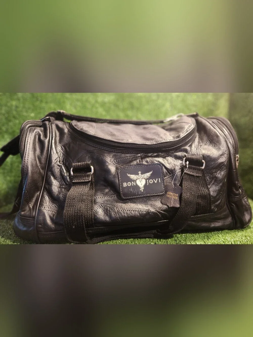 Bon Jovi Black Leather Travel Duffel Bag
